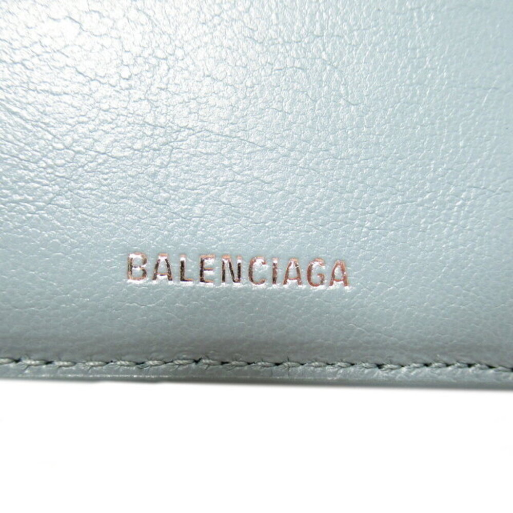 Balenciaga Tri Wallet Wallet Gray White Calfskin Leather Blue fold - Picture 6 of 8